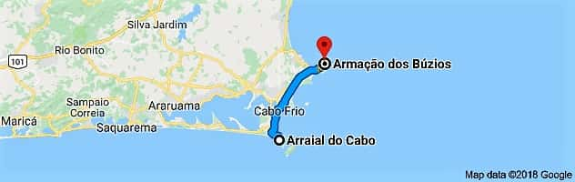 Distância buzios arraial cabo frio